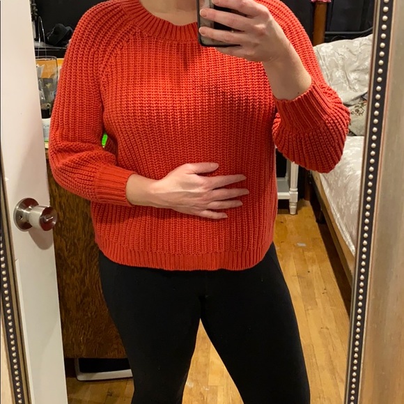 Aerie Coral Chunky Oversized Knit Crew EUC - Picture 2 of 14